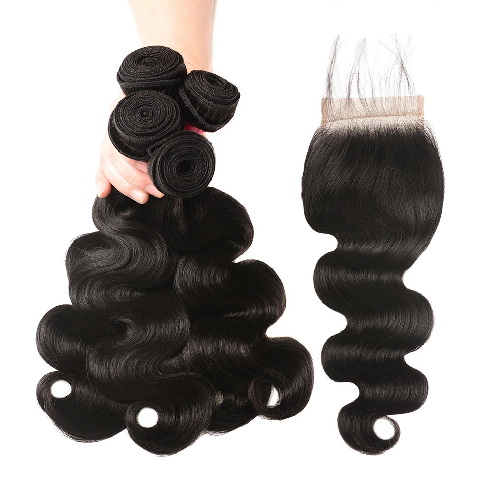 Natural Color #1b Unprocessed Human Hair Weaves Body Wave Hair Boundles