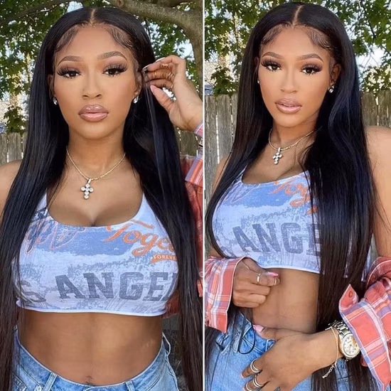 150 % Dichte HD 13 x 4 Spitze-Remy-Echthaar für schwarze Frauen, Großhandel, brasilianisches reines Haar, transparente Spitze-Frontal-Perücke