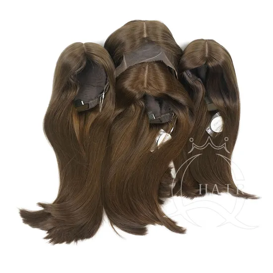 Hochwertige Jüdische Perücken aus reinem Haar, natürliche Haarfarbe, Seidentop, koschere Perücke, Echthaar-Perücke
